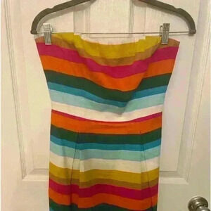 Trina Turk Linen stripe rainbow dress size 2